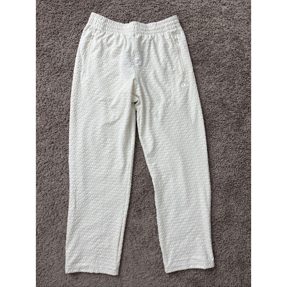 Adidas Q12 Monogram Track Pants Men Medium Cloud White Embossed Logo Originals M
